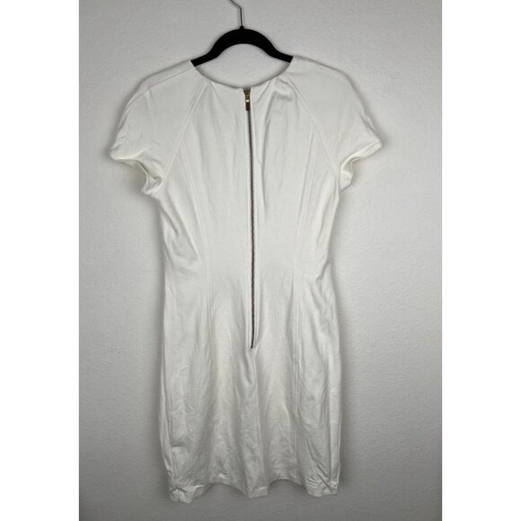 Lauren Ralph Lauren Shift Dress Women 12 Ivory Front Pockets Short Sleeve - Picture 3 of 11